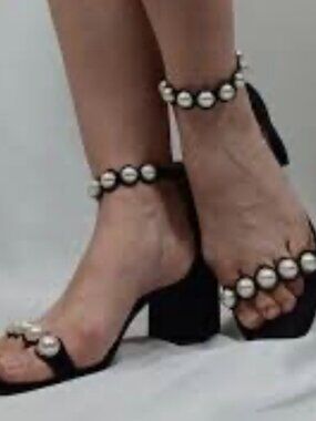 NEW INC Hailif Ankle Strap Black Heels women’s shoes Sz 9 Evening NIB